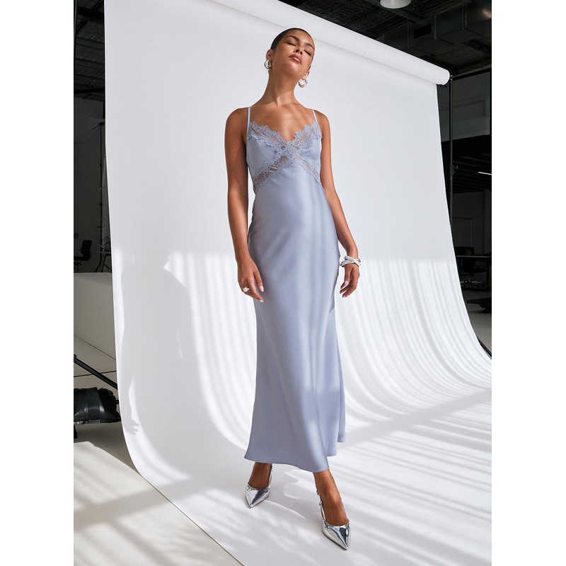 Treasure Bias Cut Maxi Dress Blue