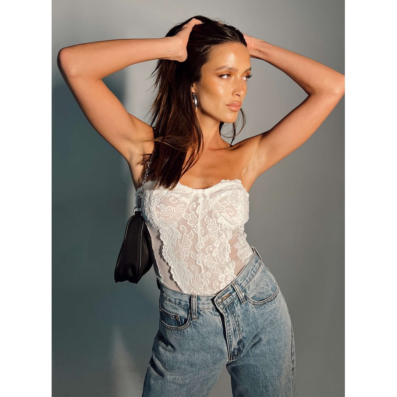 Radu Strapless Bodysuit White