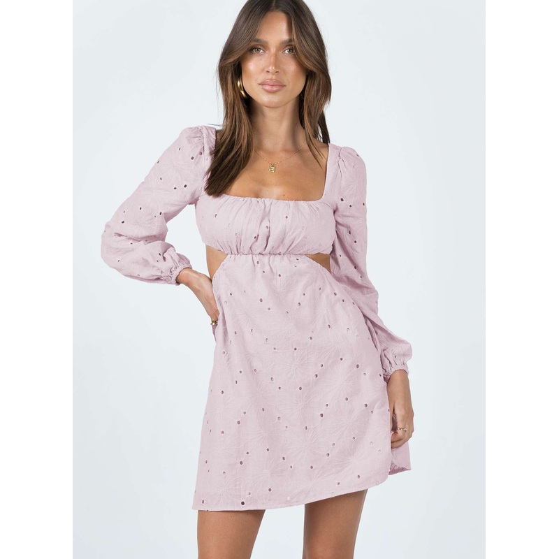 Xali Long Sleeve Mini Dress Pink
