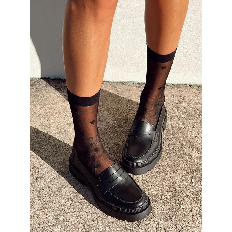 Cianno Heart Stocking Socks Black