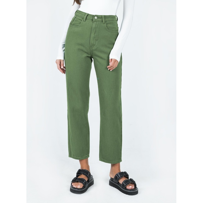 Leta Straight Leg Denim Jeans Khaki