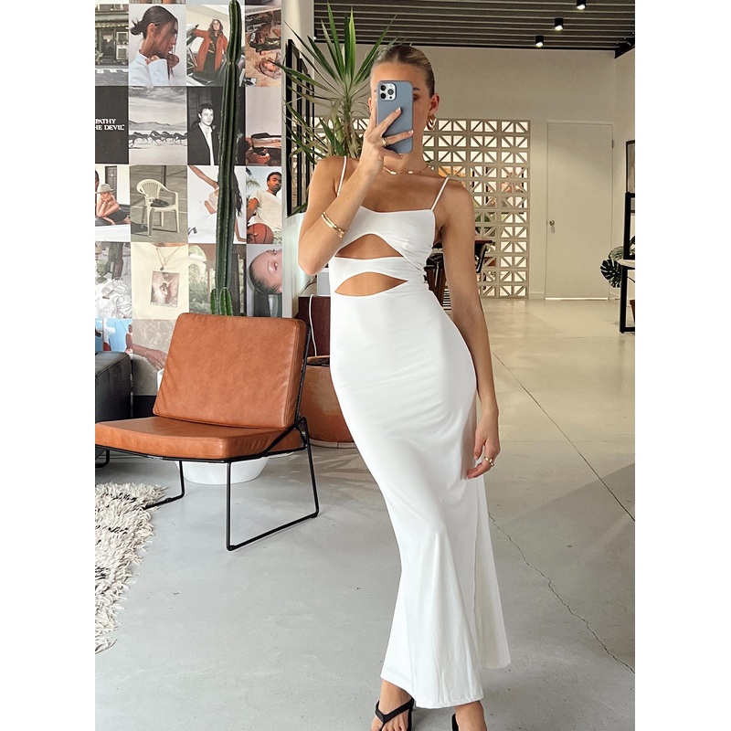 Maci Eco Nylon Maxi Dress White