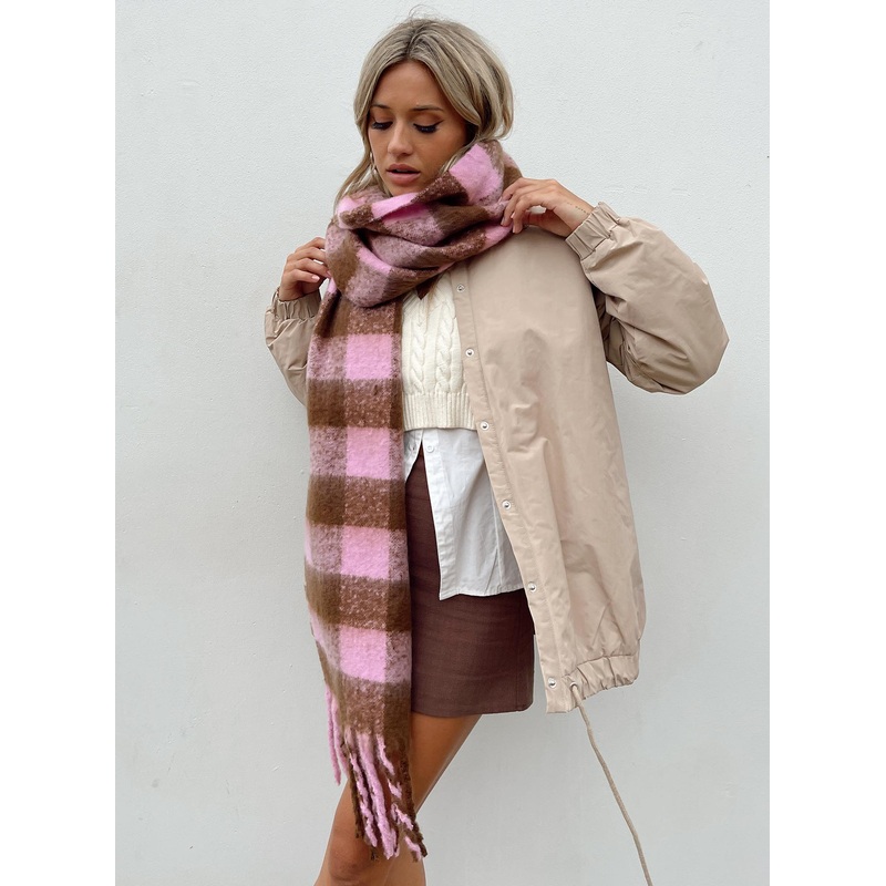 Piero Check Scarf Pink / Brown