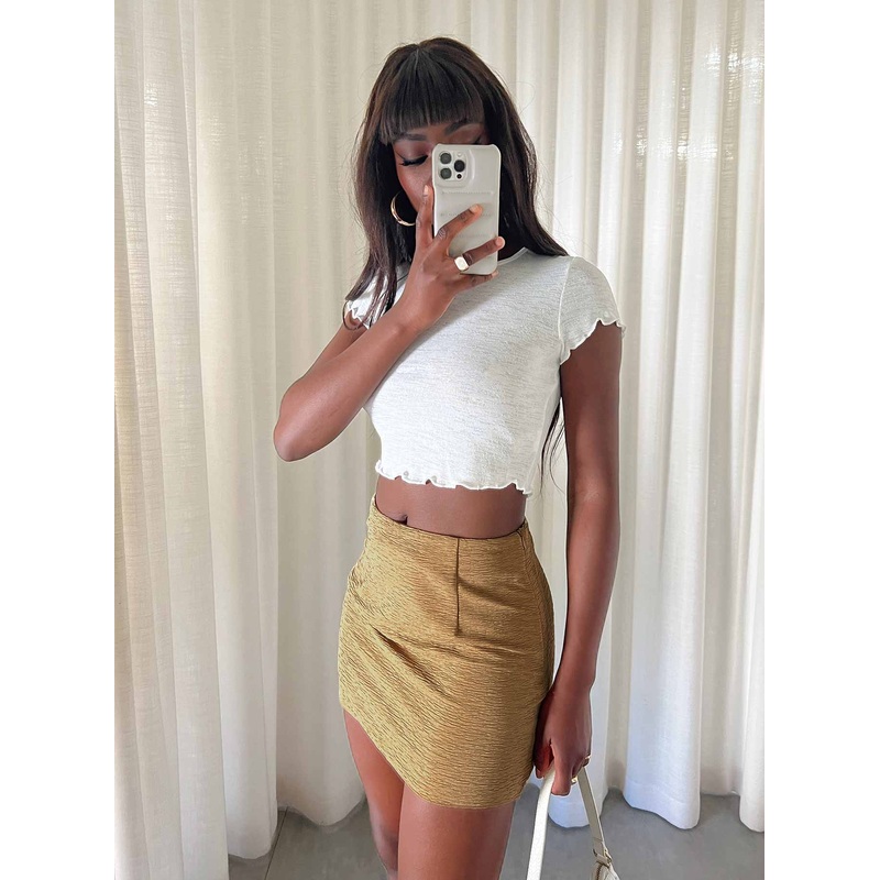 Selby Textured Mini Skirt Beige