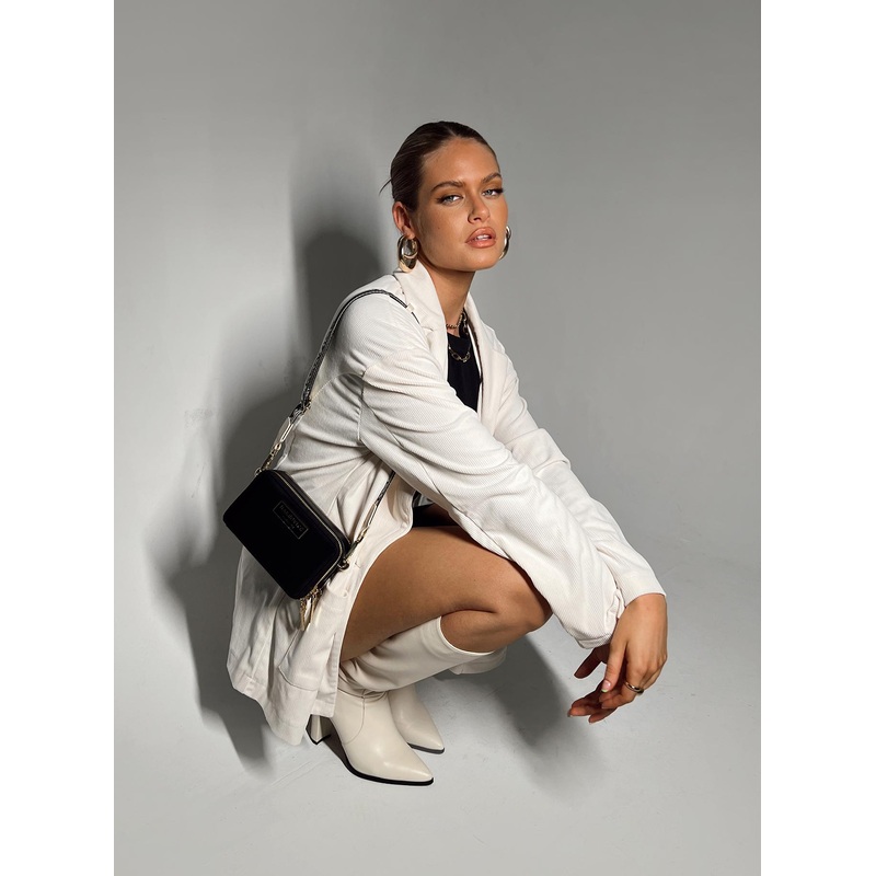 Amber Oversized Cord Blazer White