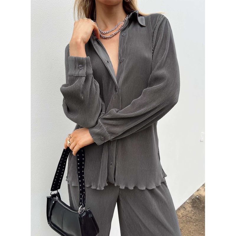 Cartmore Plisse Top Charcoal