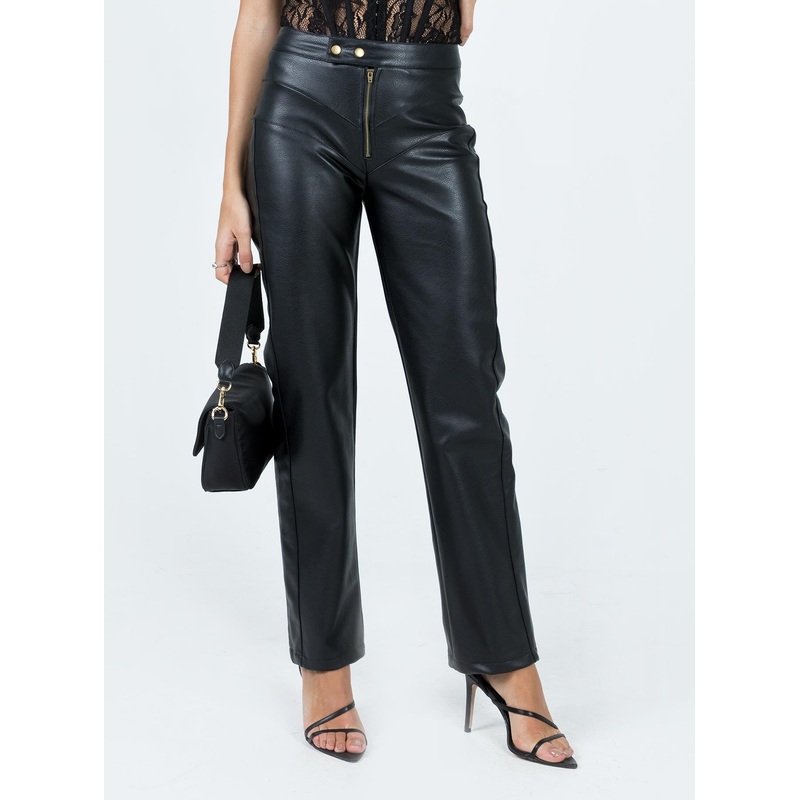 Clipper PU Pants Black