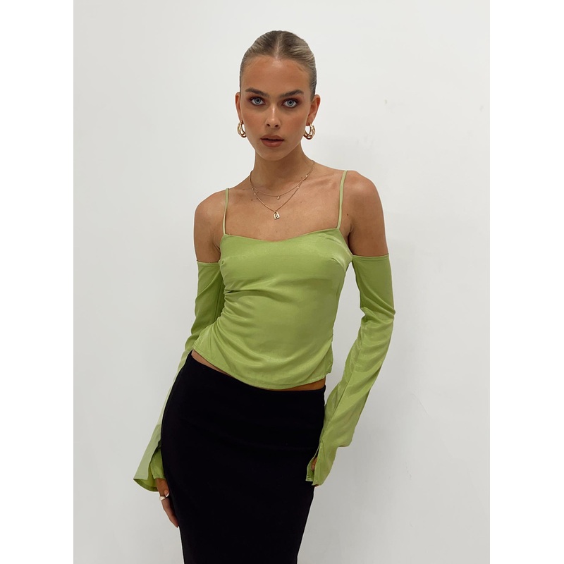 Cold Shoulder Top Green