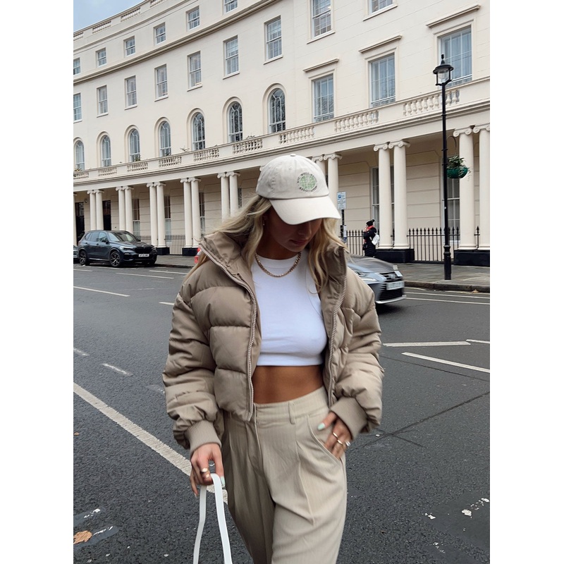 Georgia Cropped Puffer Jacket Beige