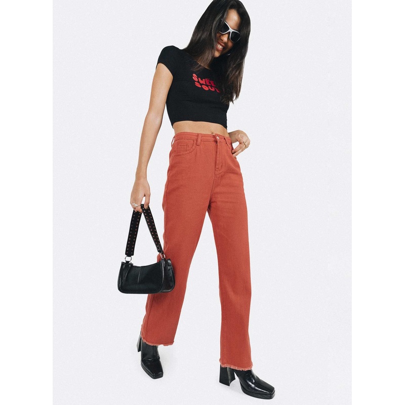 Kalinda Denim Jeans Red