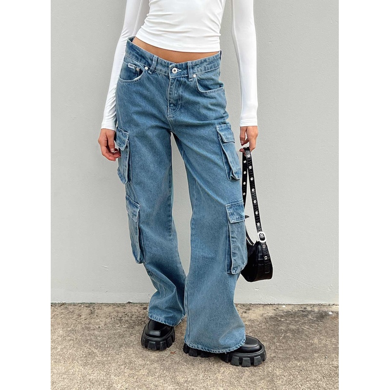 The Ragged Priest Mid Blue Combat Jeans Organic Cotton Mid Blue