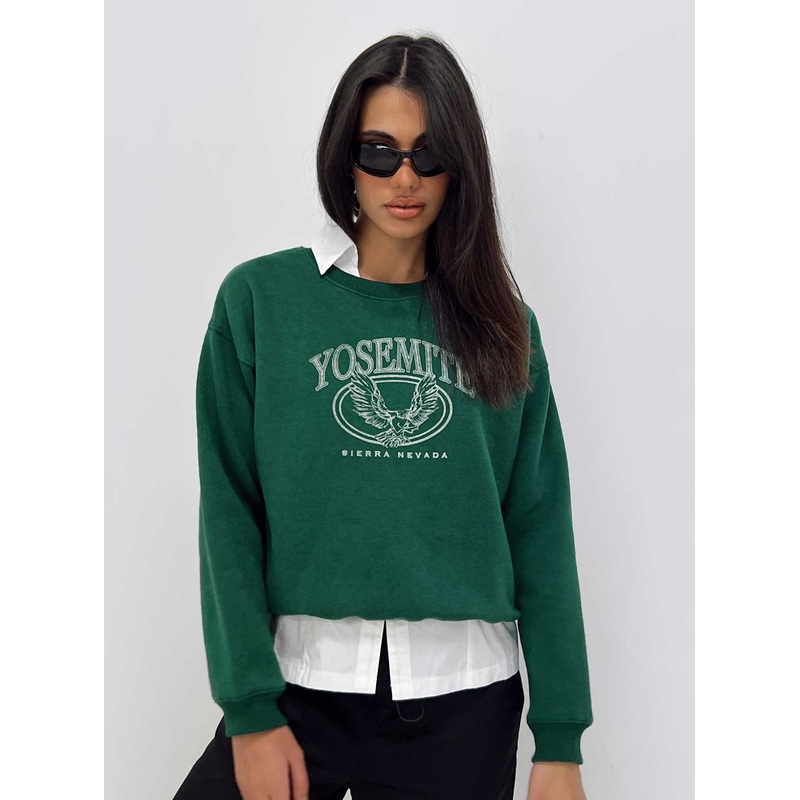 Yosemite Oversized Crewneck Sweatshirt Green
