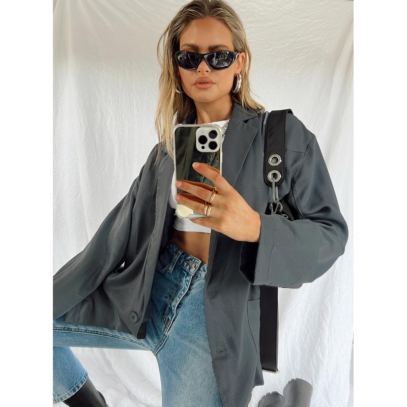 Amber Oversized Blazer Grey