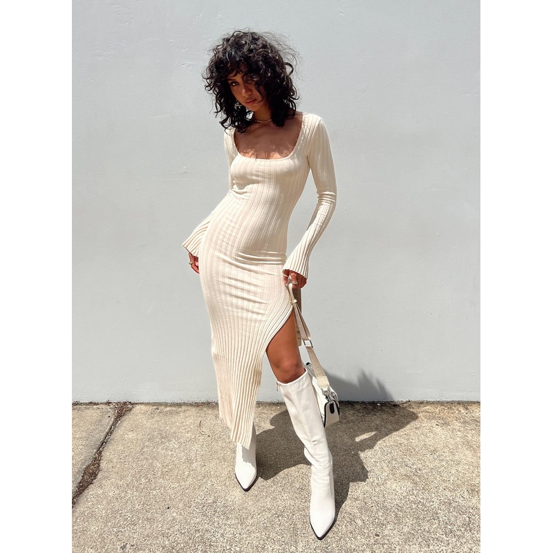 Barossa Long Sleeve Midi Dress Cream
