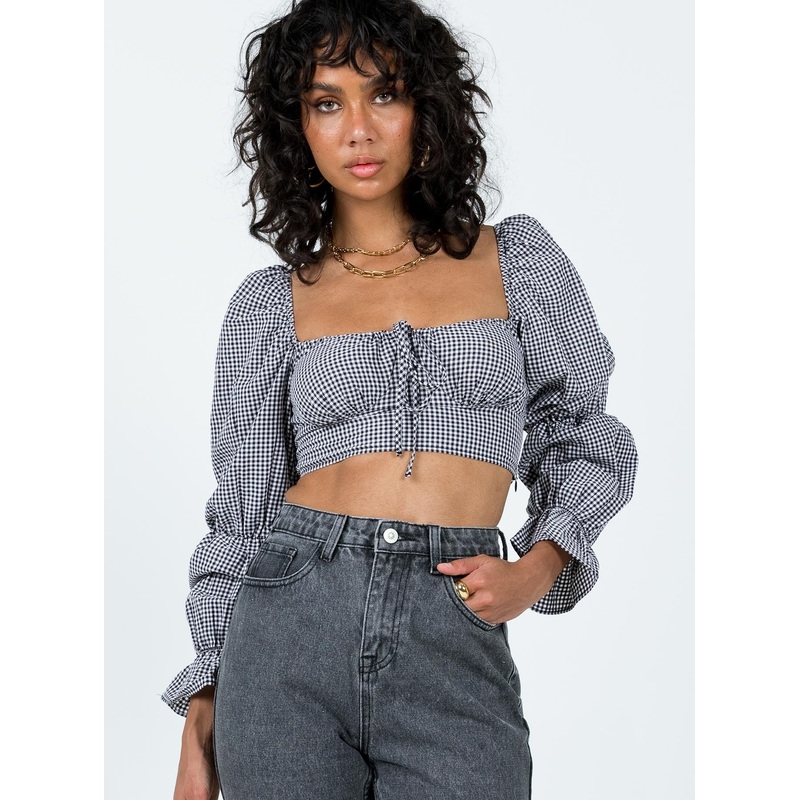 Bellevue Gingham Top Black / White