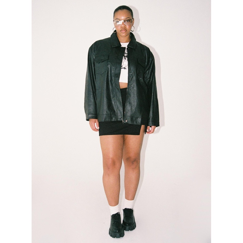Callie Faux Leather Jacket Black Curve