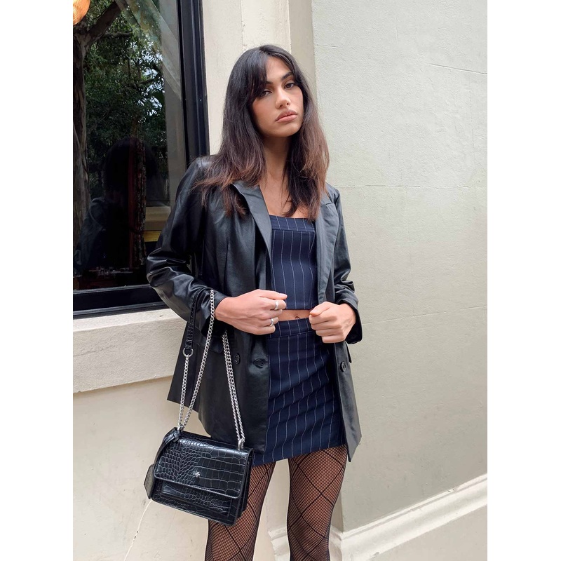Ellen Faux Leather Blazer