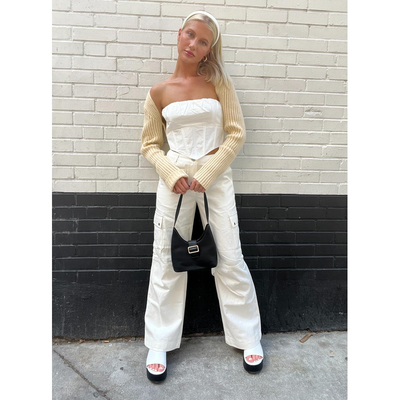 Fallout Mid Rise Cargo Pants White Petite