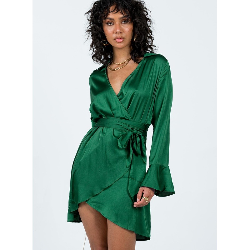 Spiers Wrap Mini Dress Green