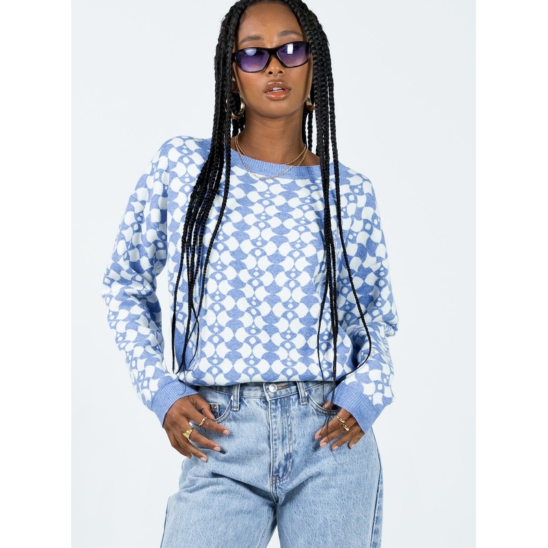 Elewa Geo Sweater Blue / White