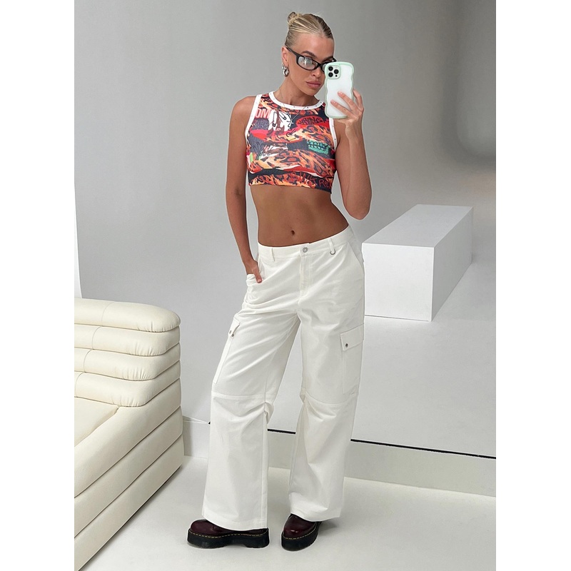 Fallout Mid Rise Cargo Pants White Tall