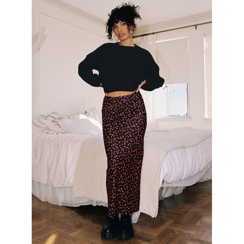 Jodie Maxi Skirt Black Floral