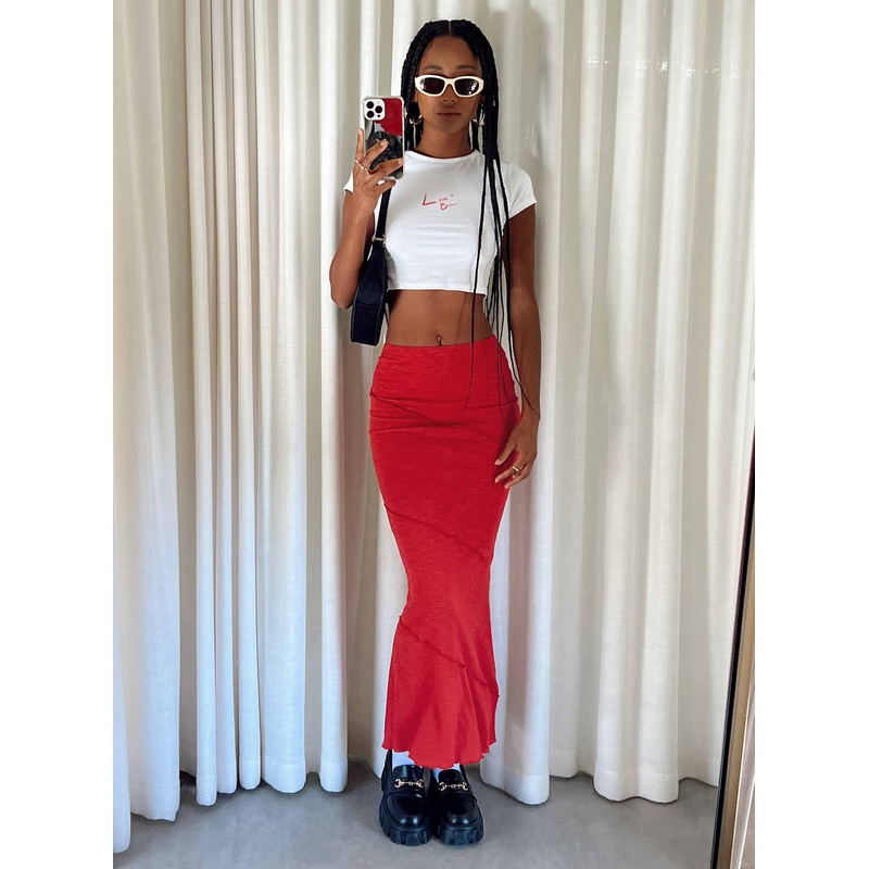 Oscar Maxi Skirt Red