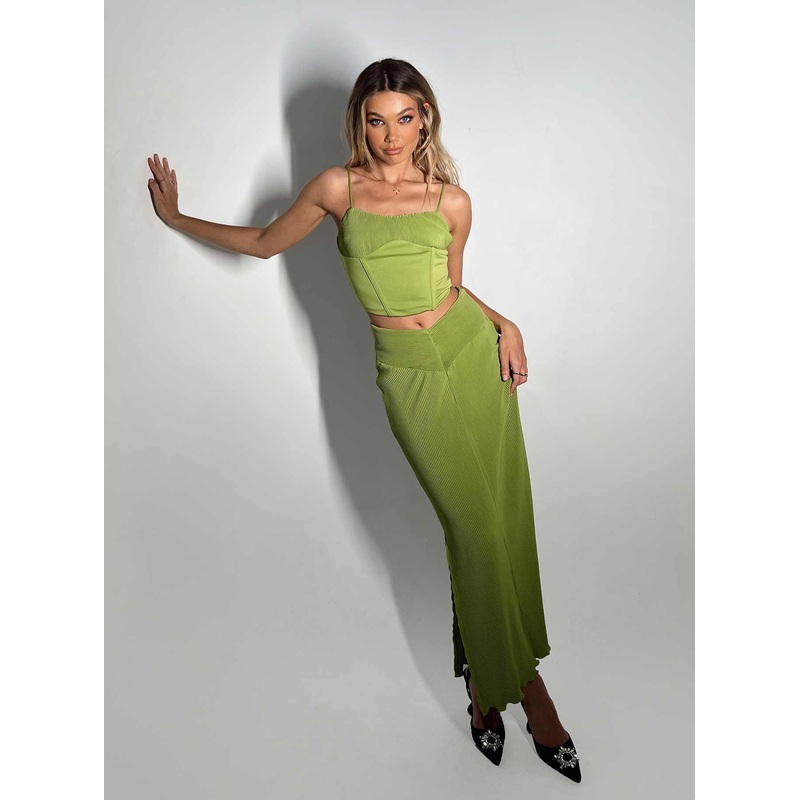 Topakas Plisse Maxi Skirt Green