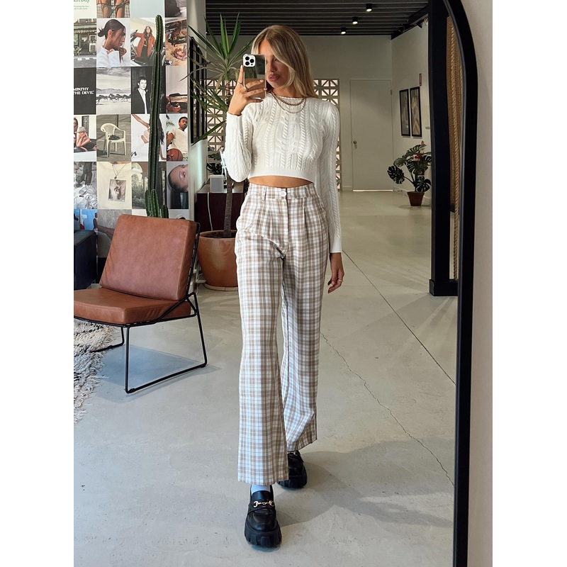 Archer Pants Beige Plaid