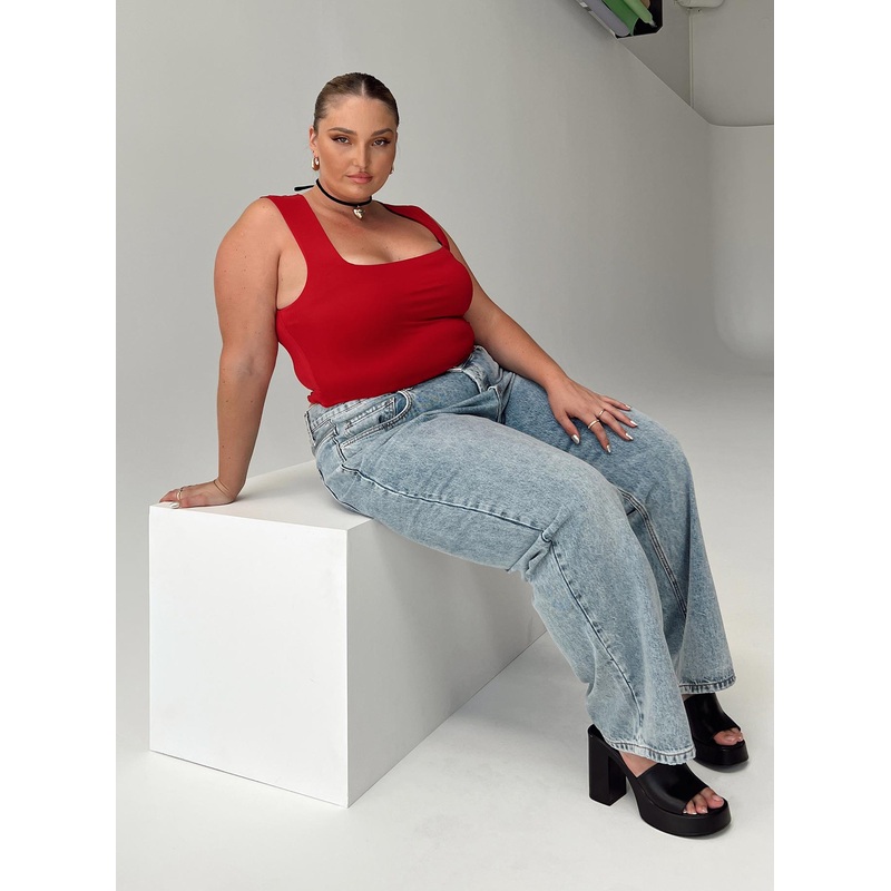 Holly Asymmetric Straight Leg Jean Light Wash Denim Curve
