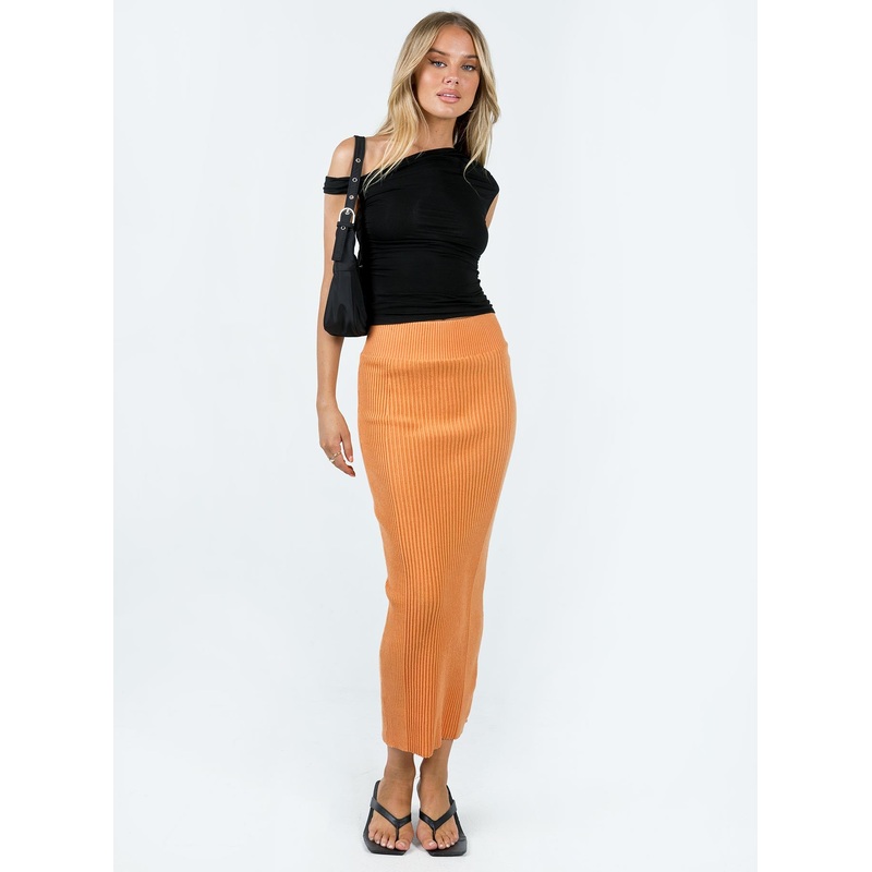 Regent Low Rise Maxi Skirt Orange