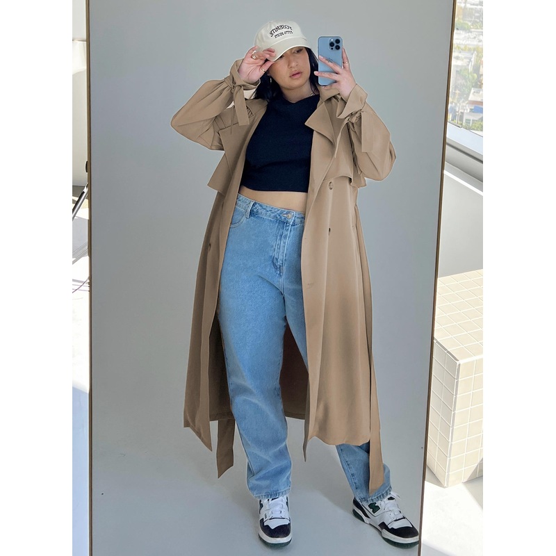 Cassie Trench Coat Beige Curve