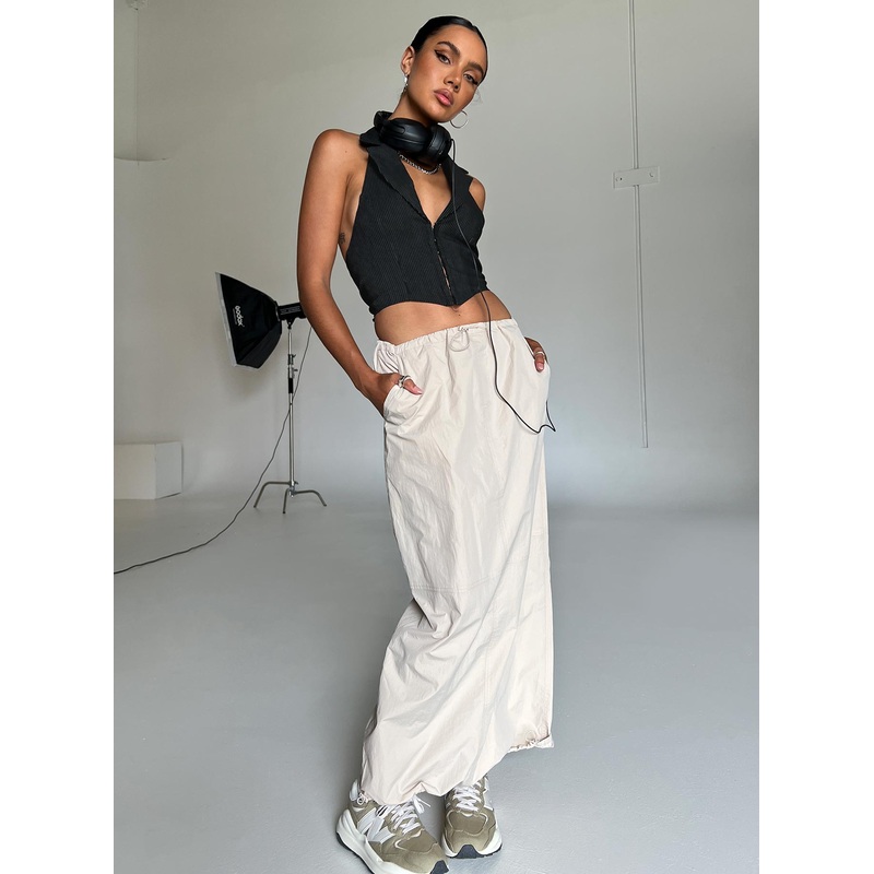 Crosswalk Maxi Skirt Beige