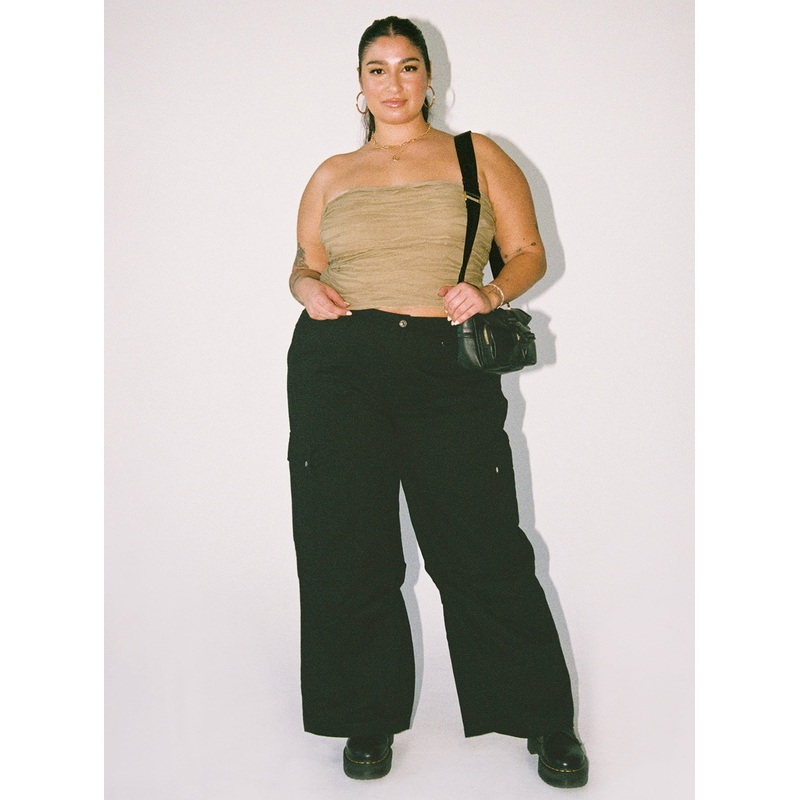 Fallout Mid Rise Cargo Pants Black Curve
