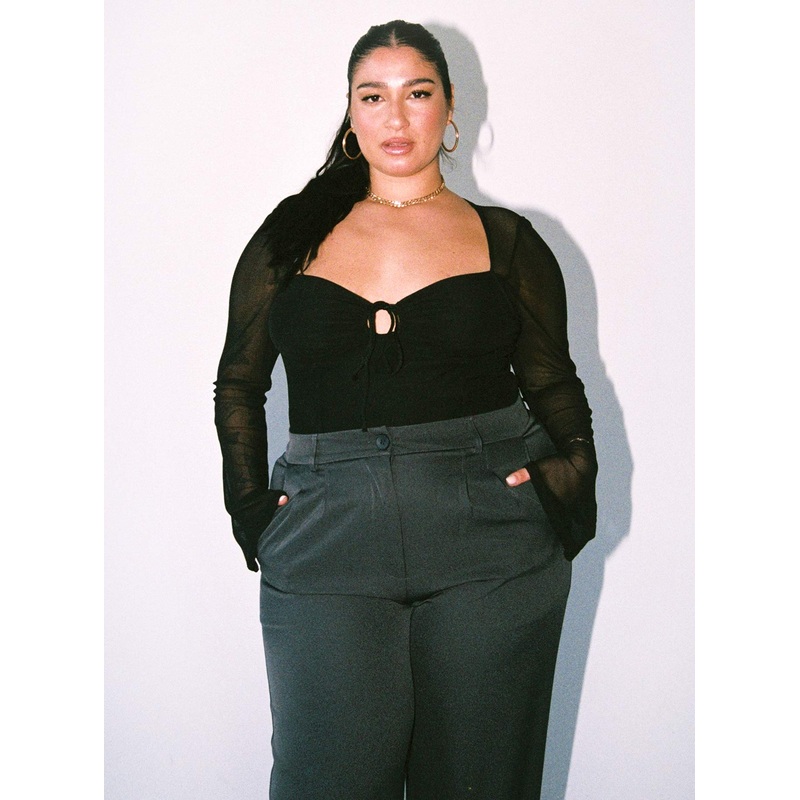 Jacob Long Sleeve Bodysuit Black Curve