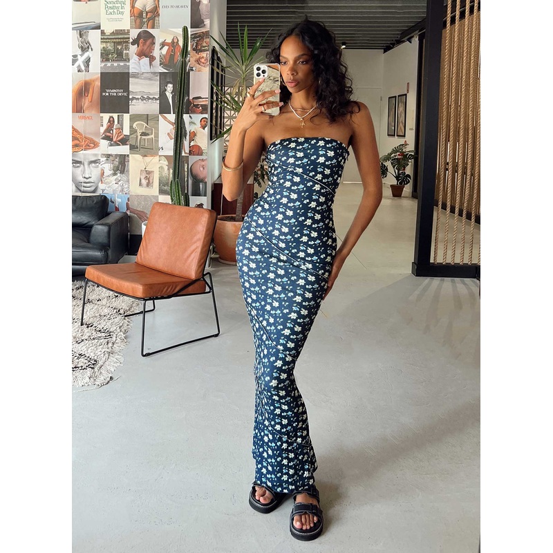 Oscar Midi Dress Navy Floral