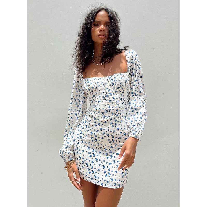 Vilma Long Sleeve Dress White Floral