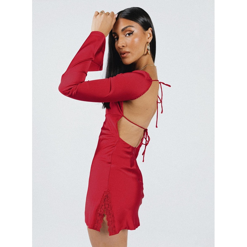 Beresford Long Sleeve Mini Dress Red