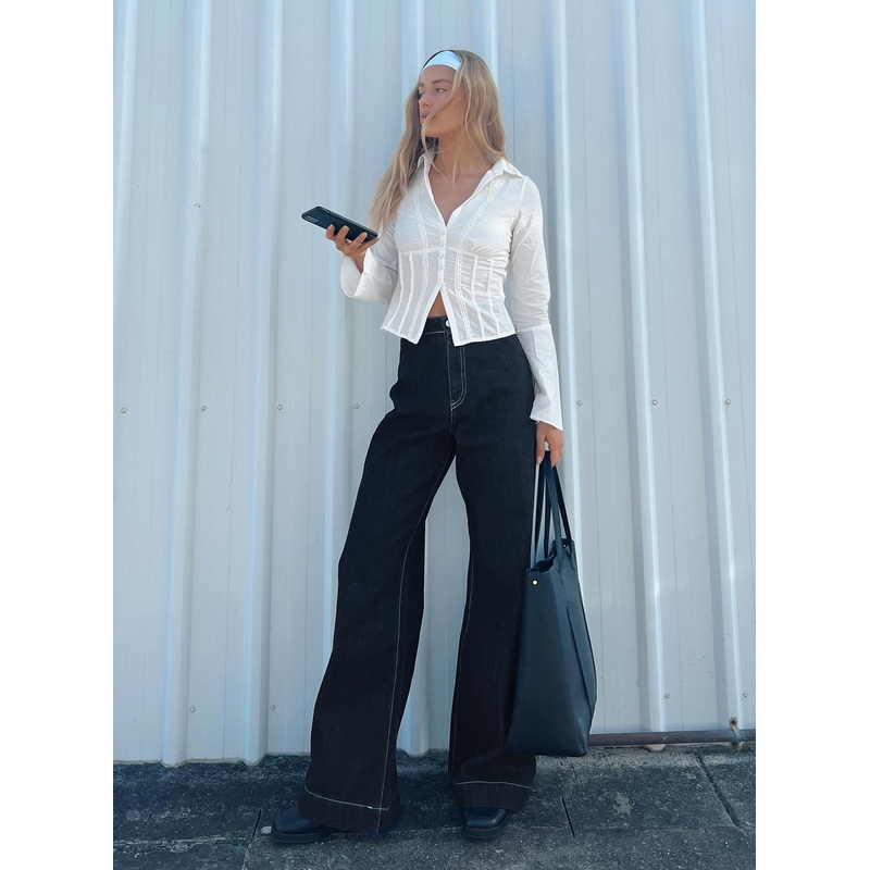 Boorala Wide Leg Jeans Dark Wash Denim