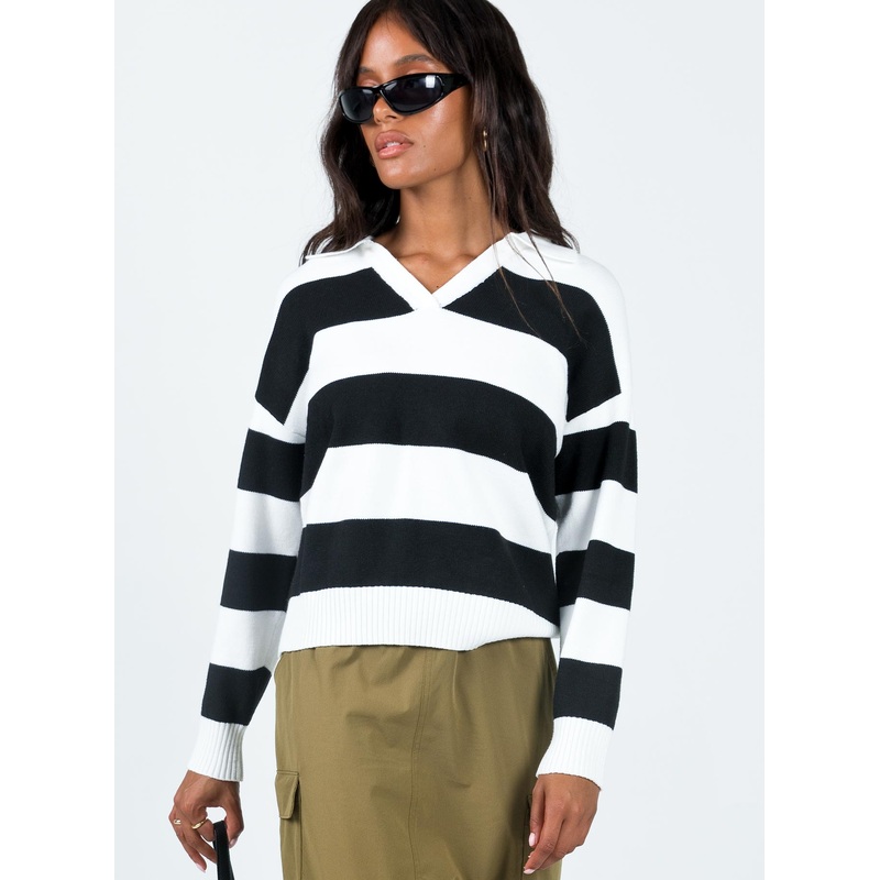 Caird Polo Sweater Black/White