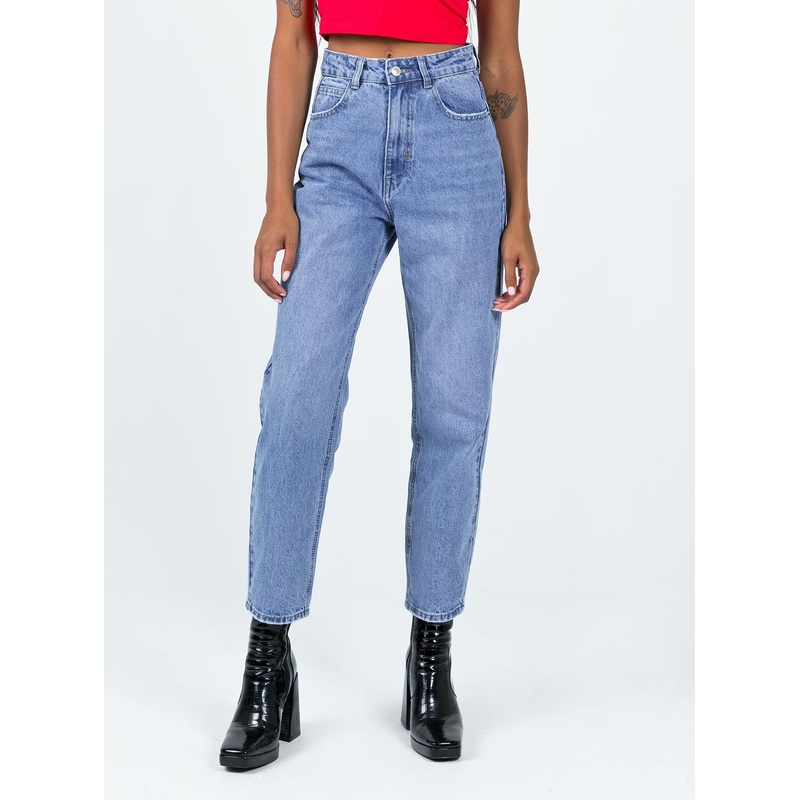 Leta Straight Leg Denim Jeans Mid Blue