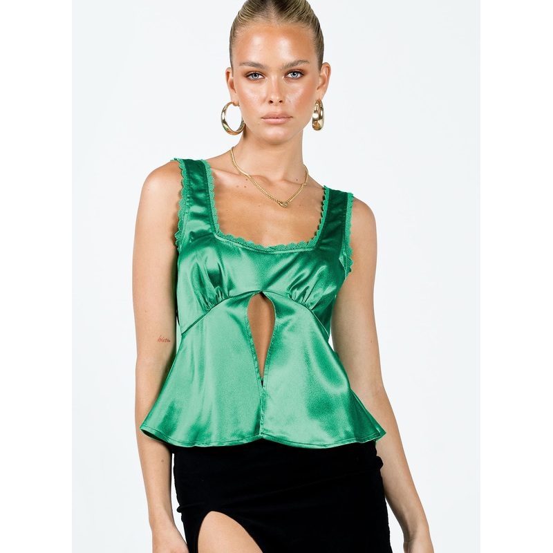 Berlin Satin Top Green