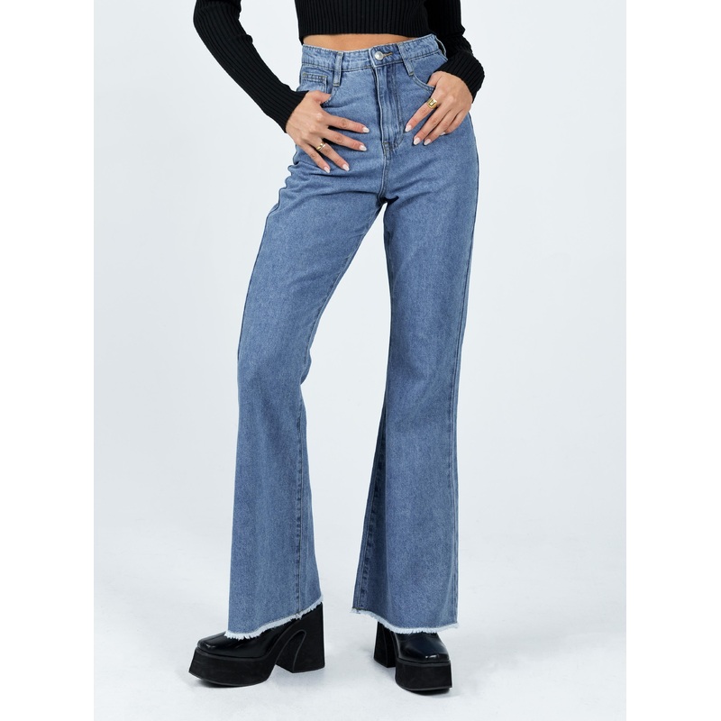Bolsena Flared Mid Wash Denim Jean