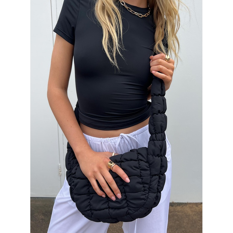 Brolga Quilted Crossbody Bag Black