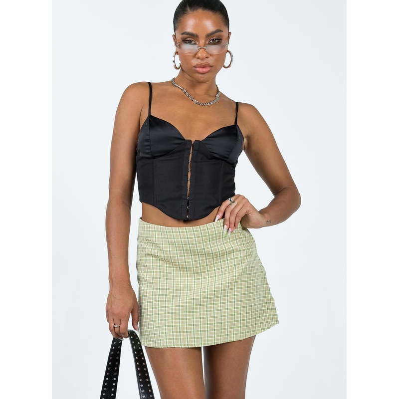 Kai Check Mini Skirt Green