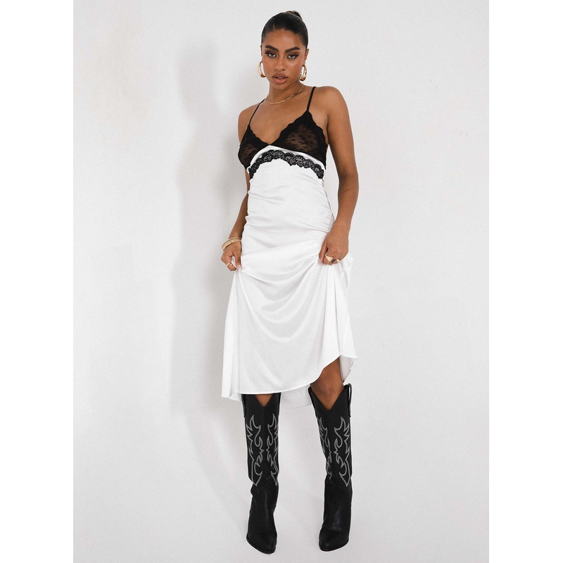 Le Paris Lace Midi Dress White