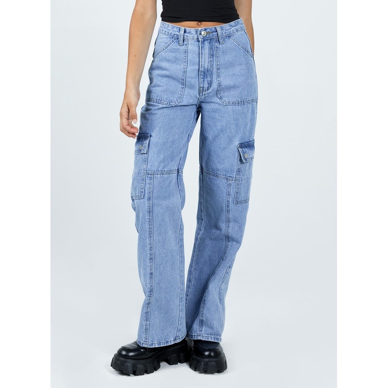 Vincent Cargo Jeans Mid Wash Denim