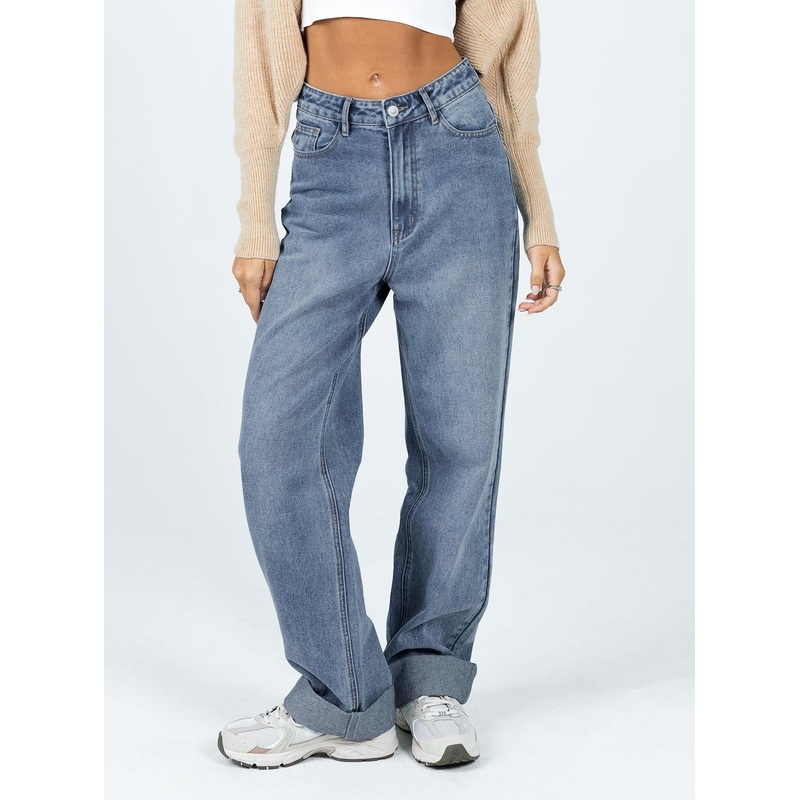 Zeira Wide Leg Jeans Mid Wash Denim