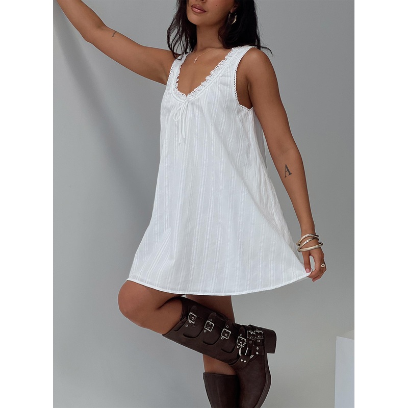 Antiquity Swing Mini Dress White Petite