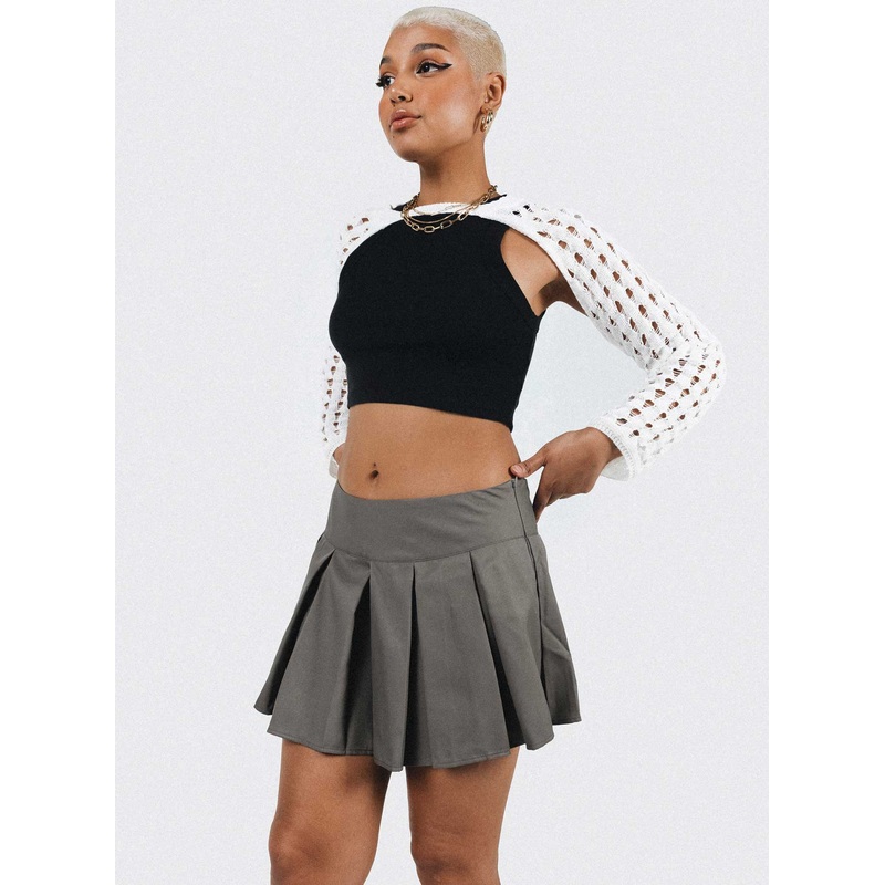Gavin Pleated Mini Skirt Grey